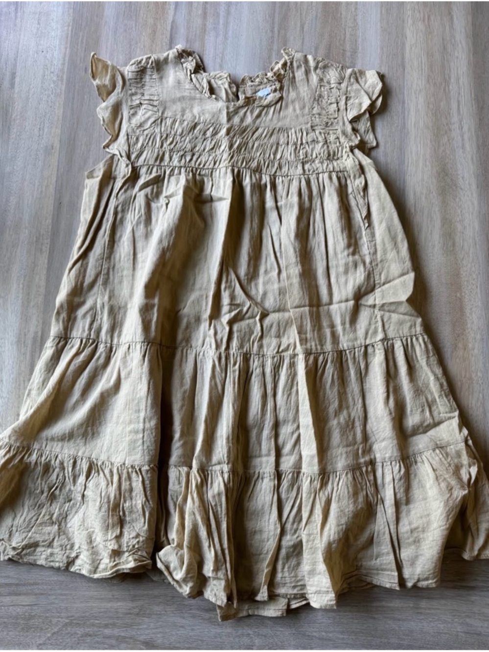 Carly Jean Los Angeles Beige Ruffle Tiered Dress for Girls